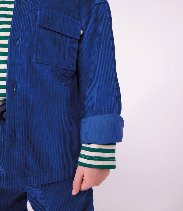 Camisa infantil lisa de terciopelo azul