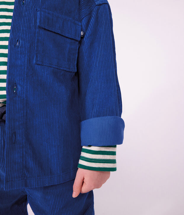 Camisa infantil lisa de terciopelo azul