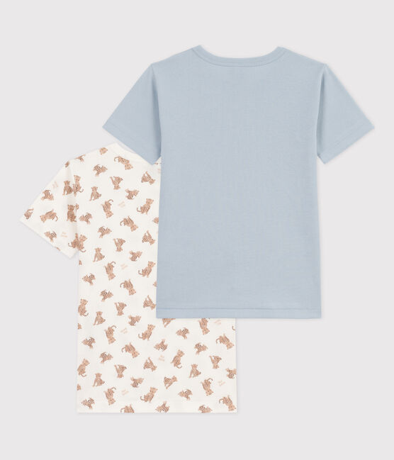 Juego de 2 camisetas de algodón de manga corta con leopardos para niño variante 1
