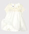 Vestido-bodi de algodón de lino para bebé niña blanco MARSHMALLOW/amarillo OR