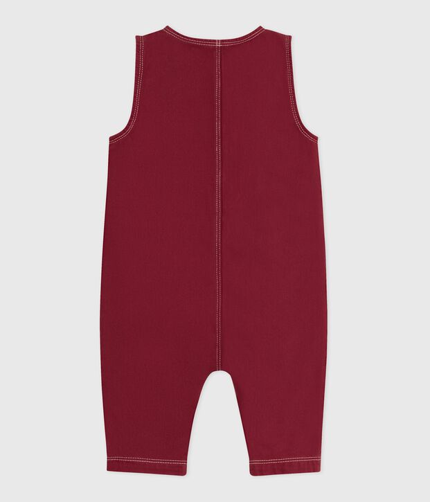 Mono largo de tejido denim liso para beb&eacute; rojo