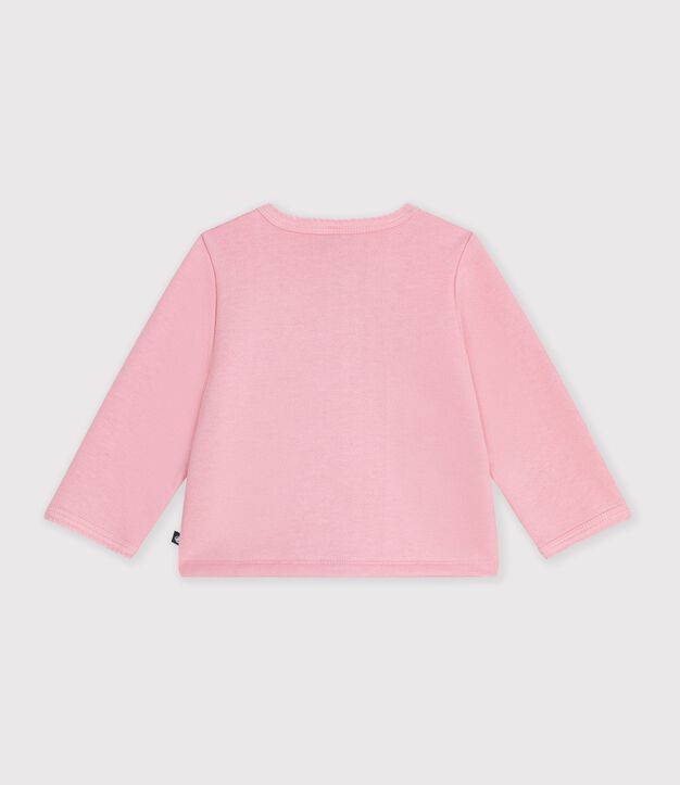 C&aacute;rdigan de algod&oacute;n liso con insignia de coraz&oacute;n para beb&eacute; rosa