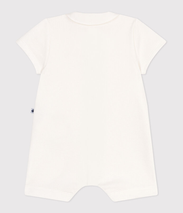 Pelele de beb&eacute; de algod&oacute;n con cuello bordado blanco