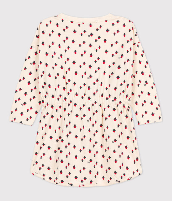Vestido de manga larga con estampado de túbico de niña blanco AVALANCHE/ MULTICO