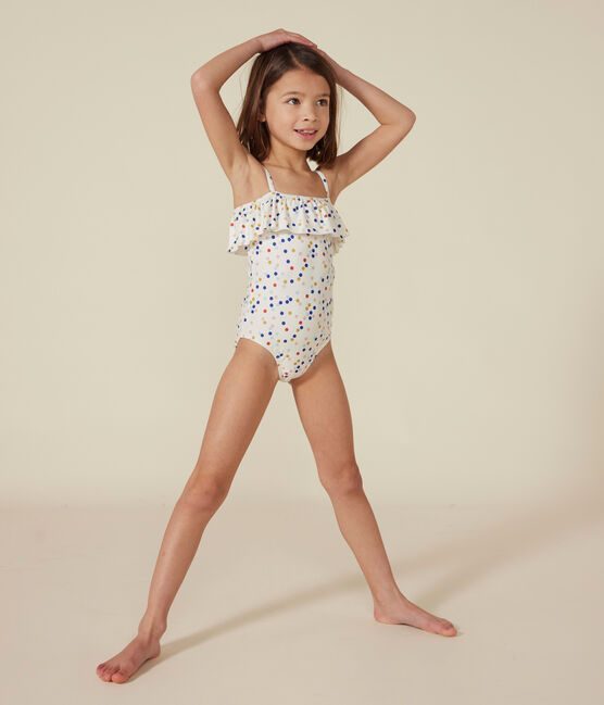 Bañador estampado para niña blanco MARSHMALLOW/blanco MULTICO