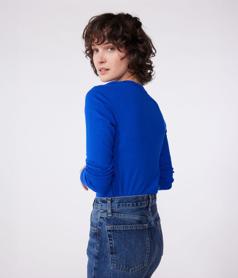 Camiseta Ic&oacute;nica lisa de algod&oacute;n para mujer azul