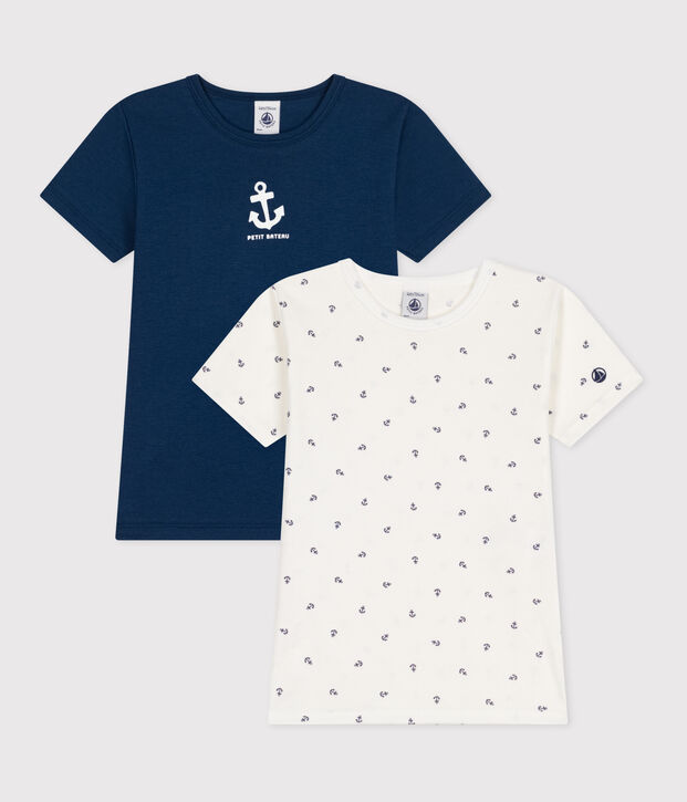 Juego de 2 camisetas infantiles de algod&oacute;n de manga corta multicolor