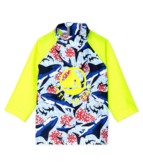 Camiseta anti-UV UPF 50+ ecorresponsable para bebé niño azul SMOKING/blanco MULTICO