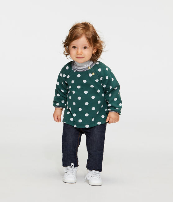Blusa de manga larga estampada para bebé niña verde SOUSBOIS/blanco MARSHMALLOW