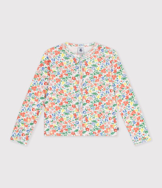 C&aacute;rdigan infantil de algod&oacute;n con flores blanco/multicolor