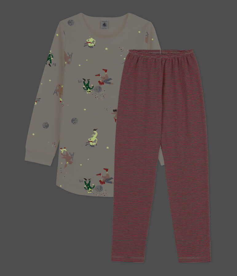 Camis&oacute;n fosforescente de mulet&oacute;n y algod&oacute;n de ni&ntilde;a crudo/multicolor