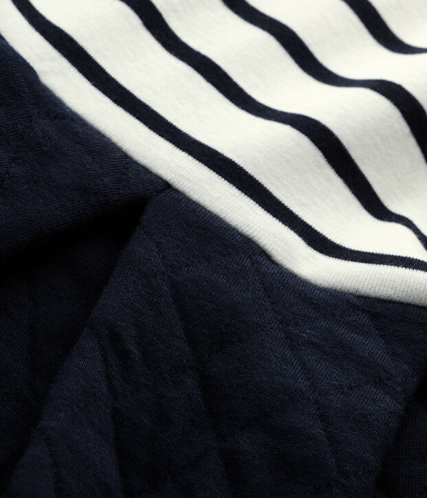 Vestido bi-materia para ni&ntilde;a blanco/azul