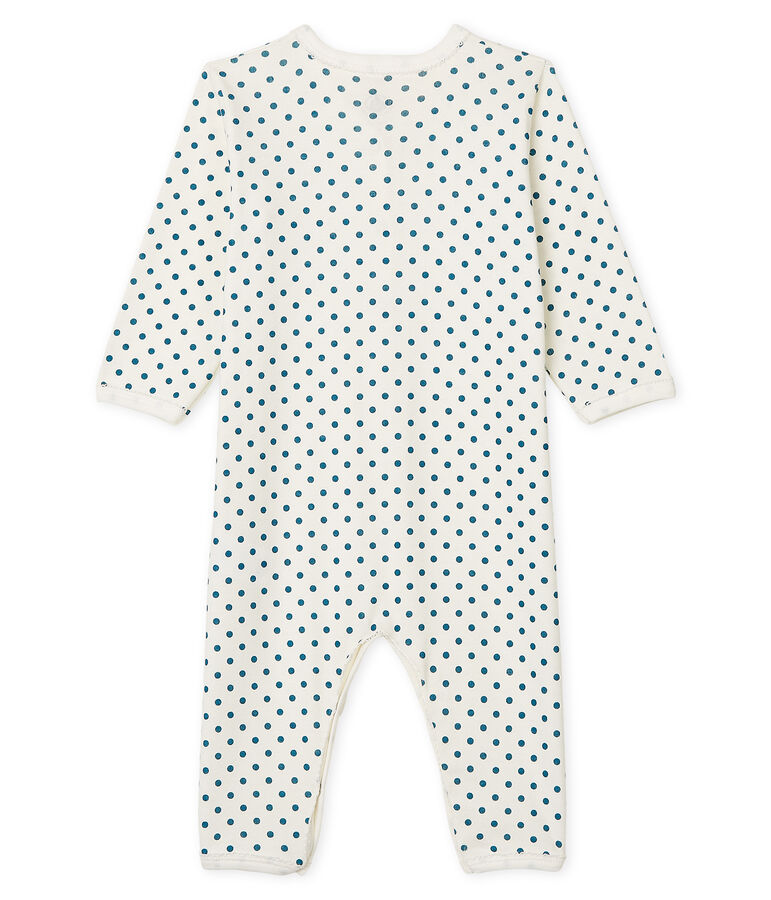 Pijama sin pies para beb&eacute; ni&ntilde;a acanalado blanco MARSHMALLOW/azul CONTES CN