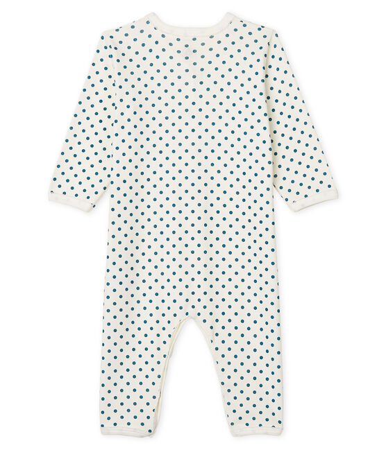 Pijama sin pies para bebé niña acanalado blanco MARSHMALLOW/azul CONTES CN
