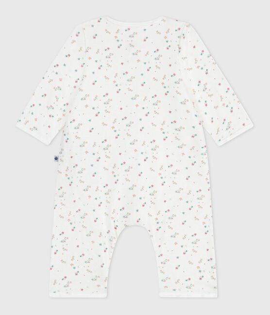 Bodyjama sin pies de algodón con estampado de flores para bebé blanco MARSHMALLOW/blanco MULTICO