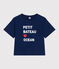 Camiseta Boxy de algodón para mujer azul MEDIEVAL