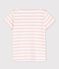 Camiseta de manga corta de algodón de niña blanco MARSHMALLOW/rosa MINOIS