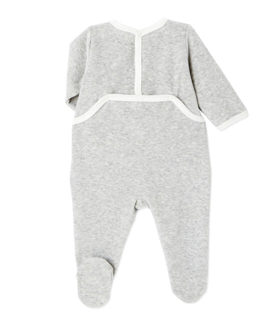 Pijama estampado en terciopelo para bebé unisex gris BELUGA CHINE