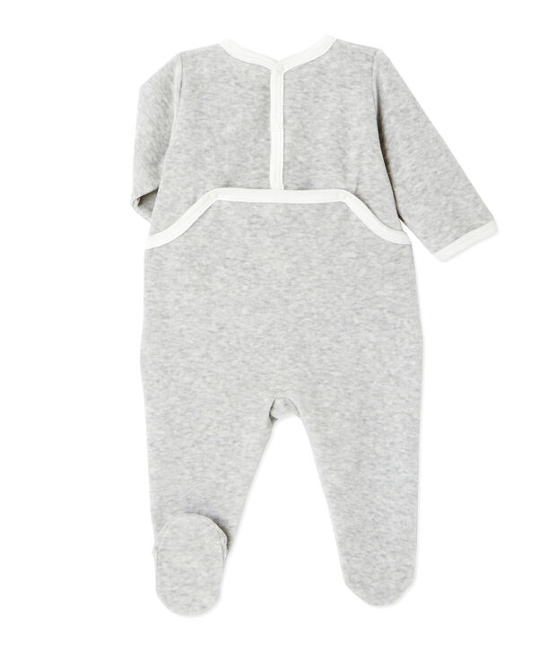 Pijama estampado en terciopelo para beb&eacute; unisex gris