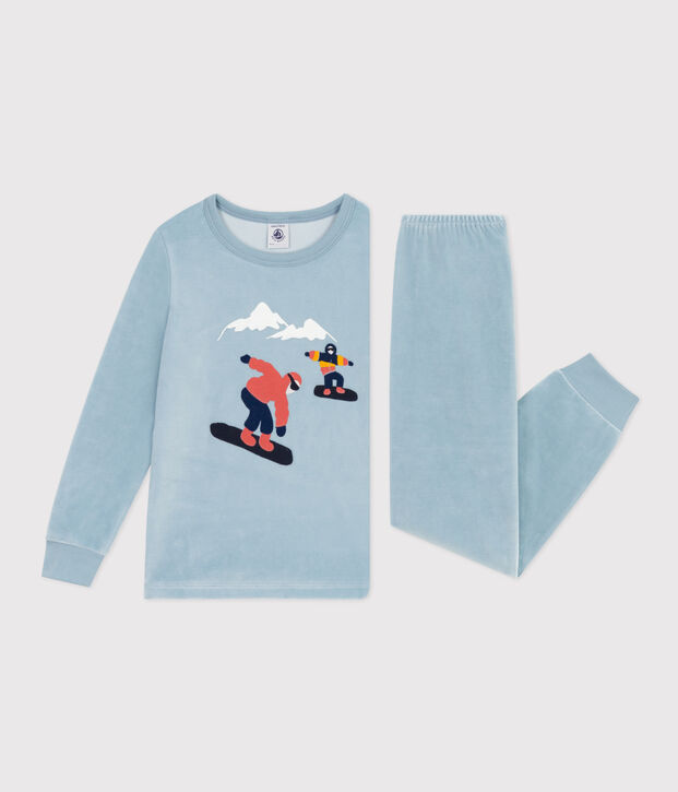 Pijama de terciopelo para ni&ntilde;o/ni&ntilde;a azul