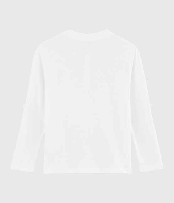 Camiseta de algodón y lino de niño blanco MARSHMALLOW