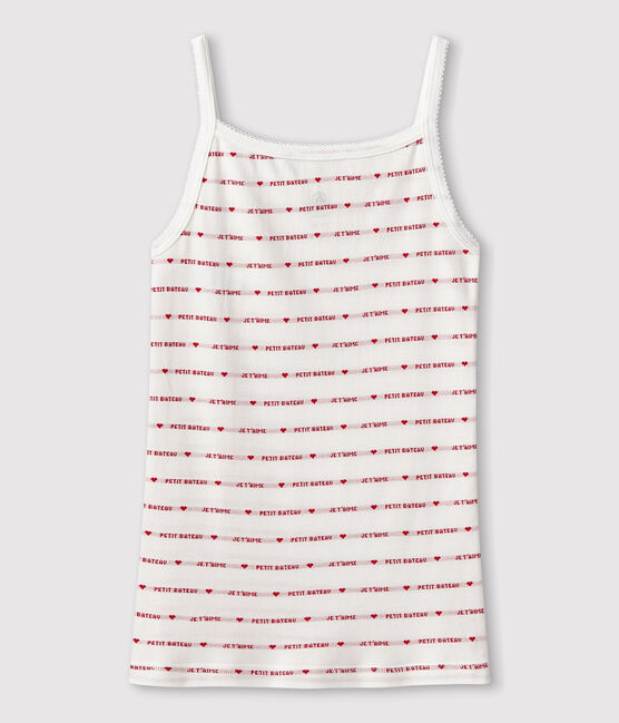 Camiseta de tirantes de algodón para mujer blanco MARSHMALLOW/rojo TERKUIT