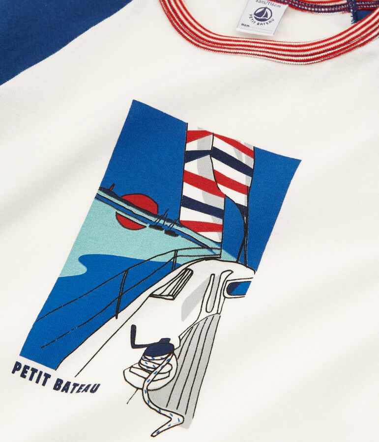 Pijama de punto para ni&ntilde;o azul SMOKING/blanco MULTICO