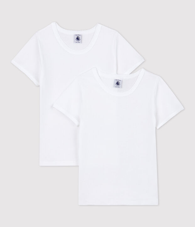 Lote de 2 camisetas blancas de manga corta de ni&ntilde;a multicolor