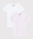 Juego de 2 camisetas de manga corta de milrayas rosas de punto para niña pequeña