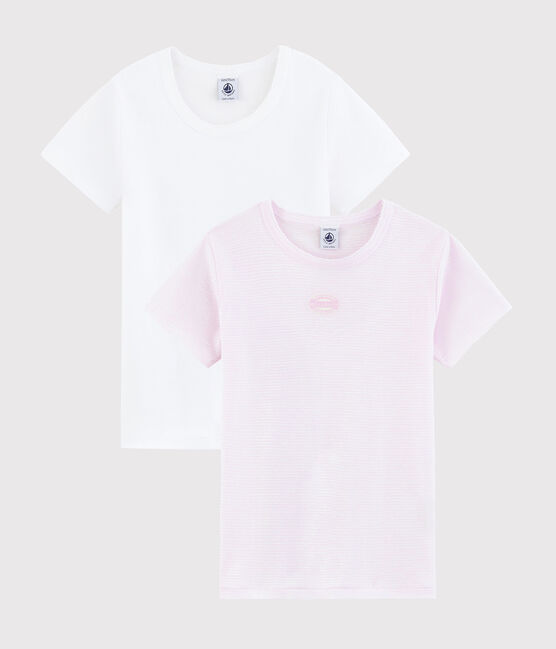 Juego de 2 camisetas de manga corta de milrayas rosas de punto para niña pequeña variante 1