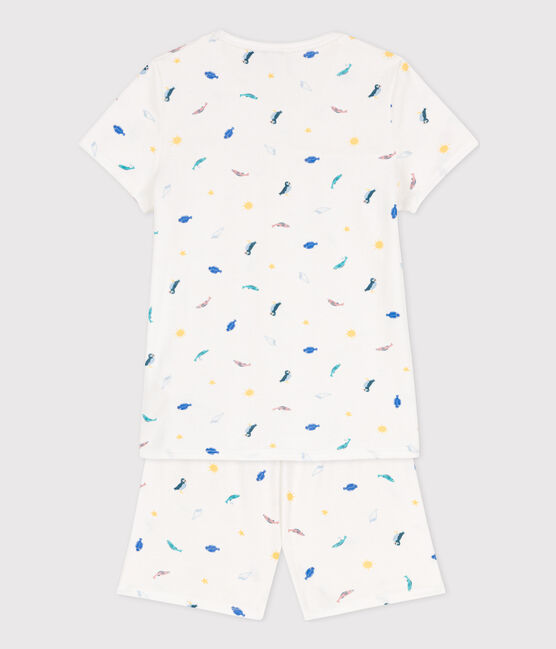 Pijama corto de algodón con animales marinos para niña blanco MARSHMALLOW/blanco MULTICO
