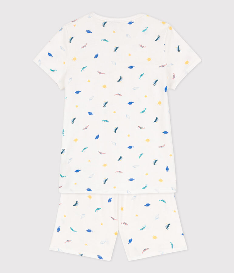 Pijama corto de algod&oacute;n con animales marinos para ni&ntilde;a blanco/multicolor