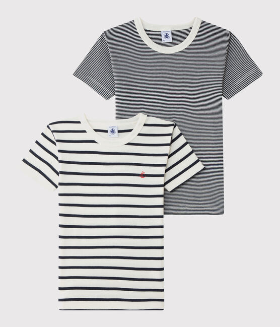Juego de 2 camisetas a rayas de niño de algodón orgánico variante 1