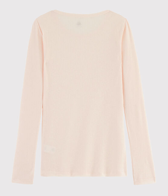 Camiseta de lana y algodón para mujer rosa FLEUR