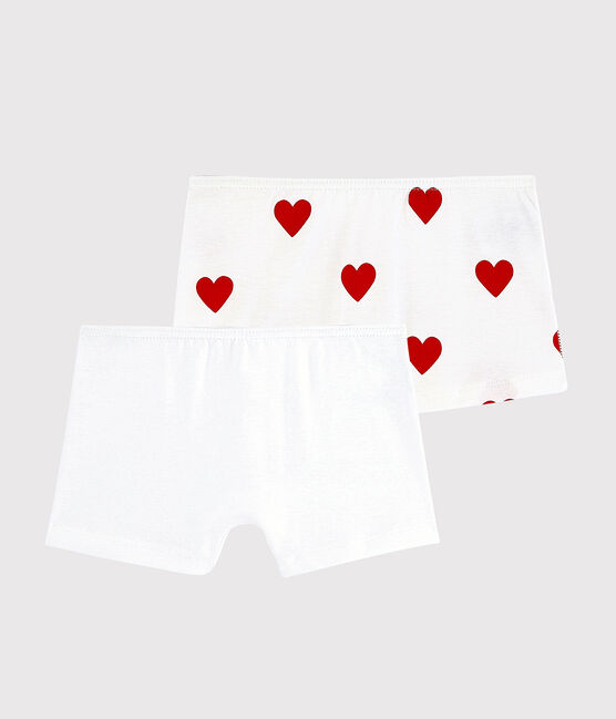 Juego de 2 culottes de niña de algodón con corazones variante 1