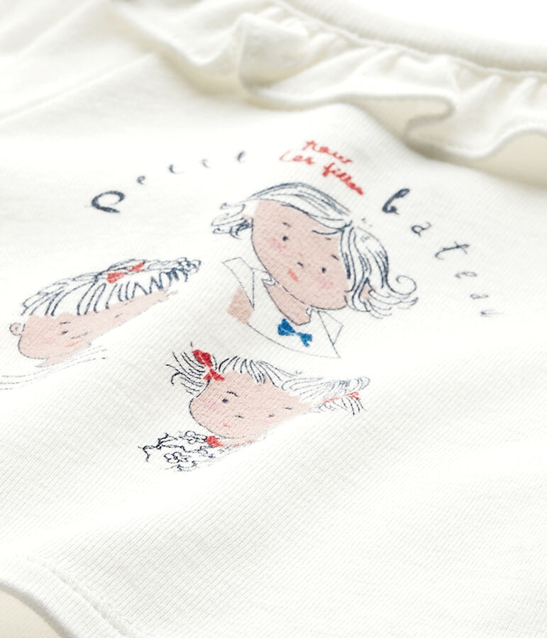Camiseta beb&eacute; ni&ntilde;a de maga corta blanco/azul