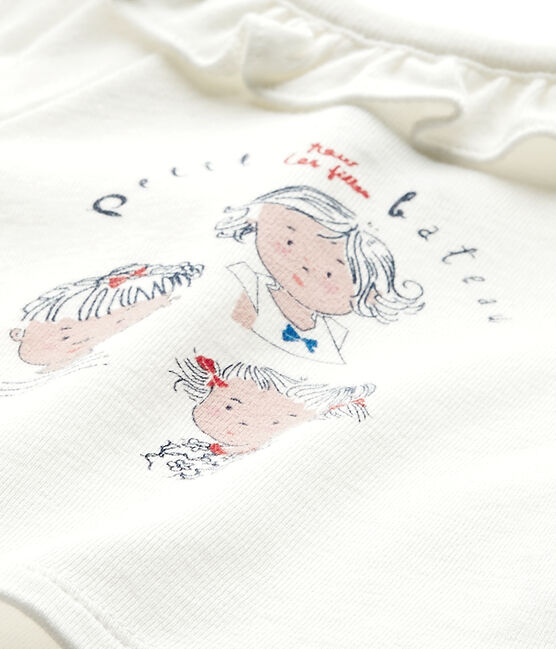 Camiseta bebé niña de maga corta blanco MARSHMALLOW/azul SMOKING