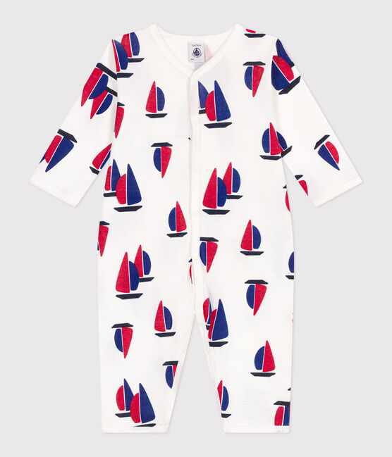 Pijama sin pies de algodón con barco para bebé blanco MARSHMALLOW/blanco MULTICO