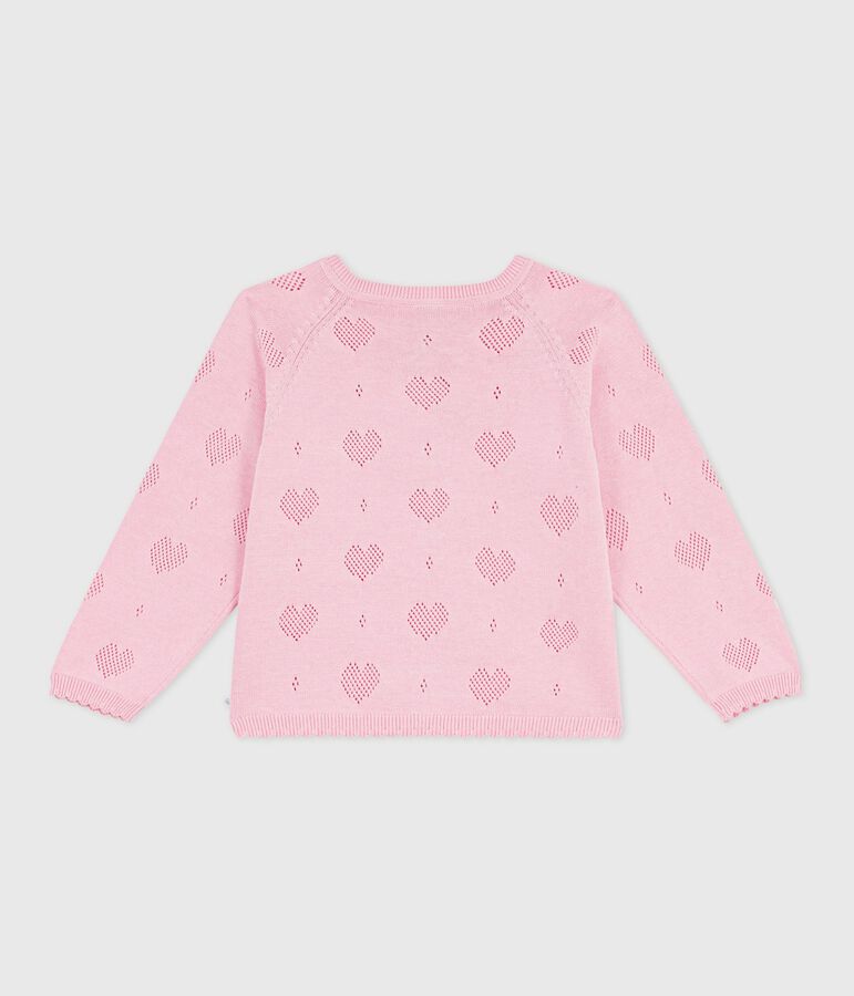 C&aacute;rdigan infantil liso de algod&oacute;n rosa