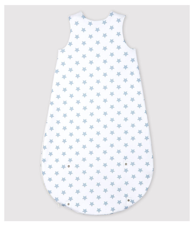 Saco de dormir de algod&oacute;n con estrellas para beb&eacute; blanco/gris