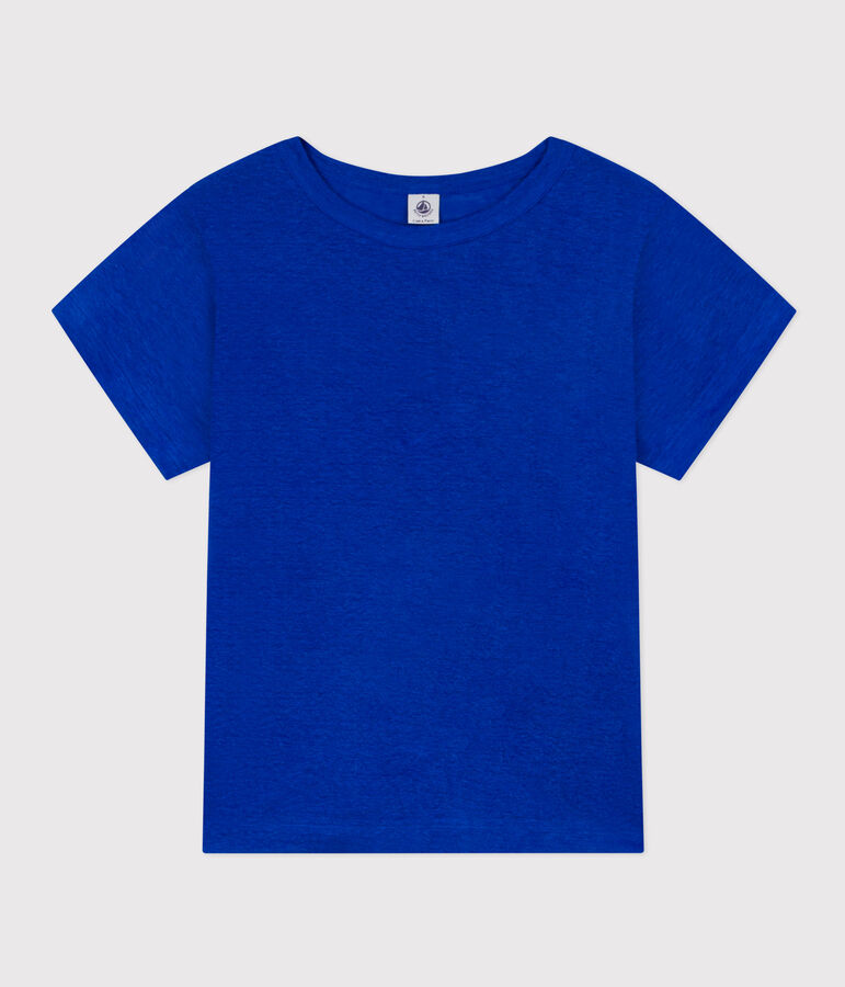 Camiseta L'ICONIQUE de lino de mujer azul PERSE