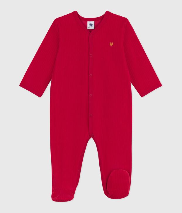 Pijama de terciopelo liso para beb&eacute; rojo