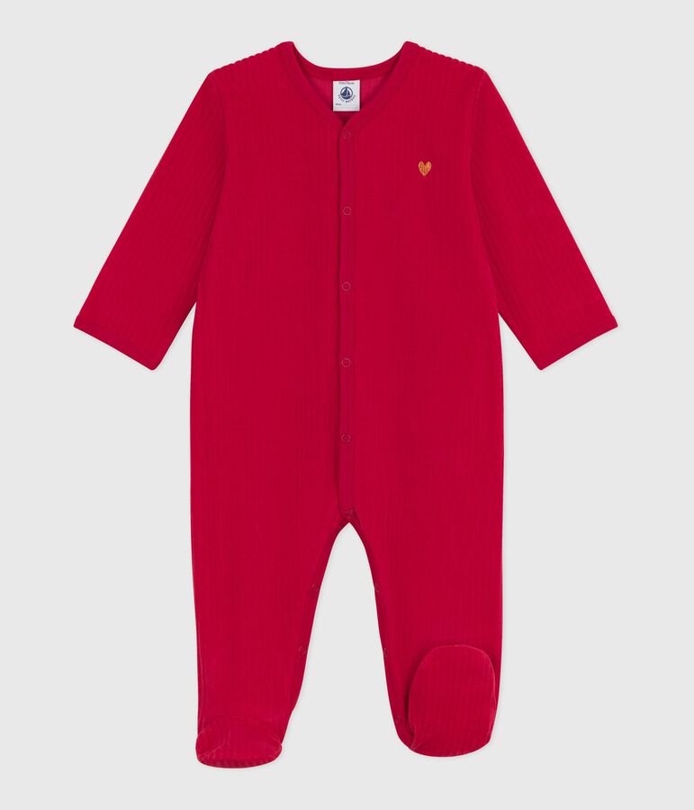 Pijama de terciopelo liso para beb&eacute; rojo