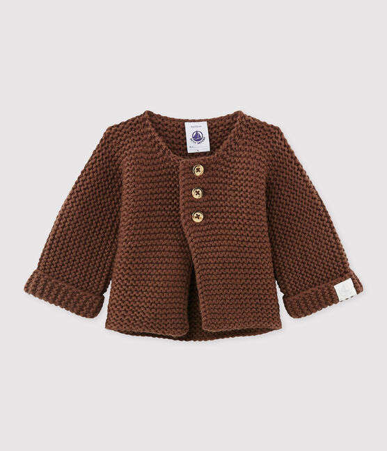 Cardigan de lana y algodón unisex marron BROWN