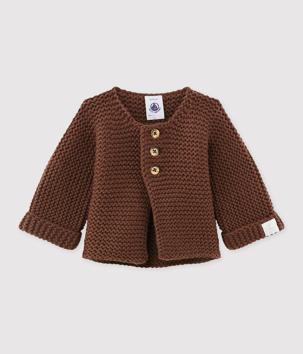 Cardigan de lana y algod&oacute;n unisex marron
