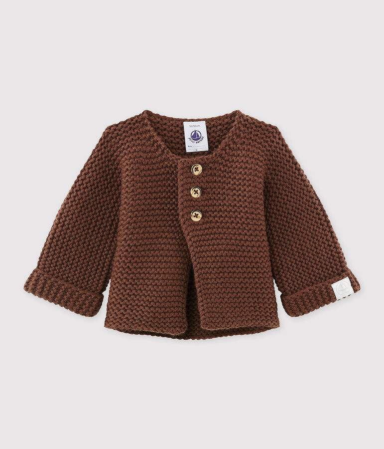 Cardigan de lana y algod&oacute;n unisex marron BROWN