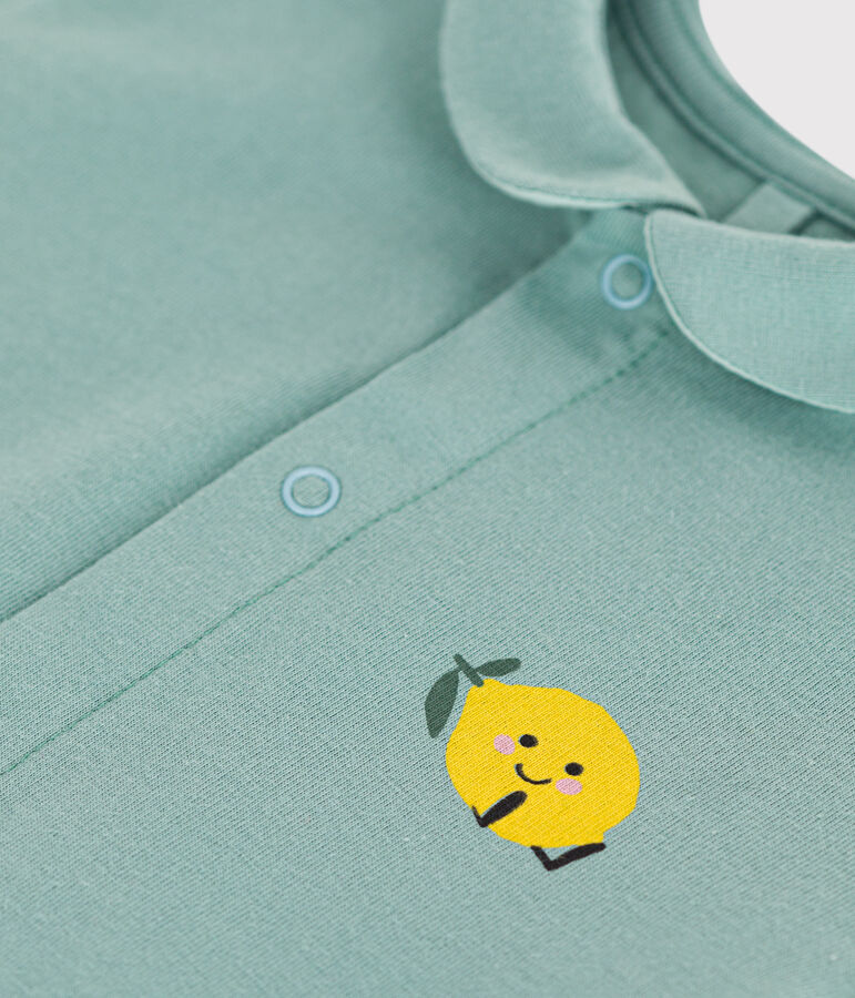 Pelele corto de algod&oacute;n con cuello claudine para beb&eacute; verde PAUL