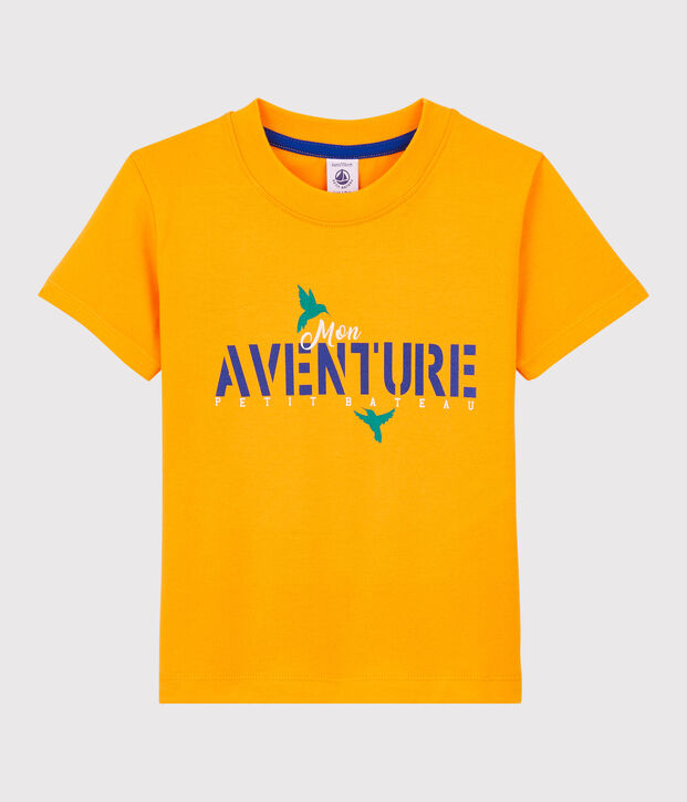 Camiseta de manga corta de punto de ni&ntilde;o amarillo