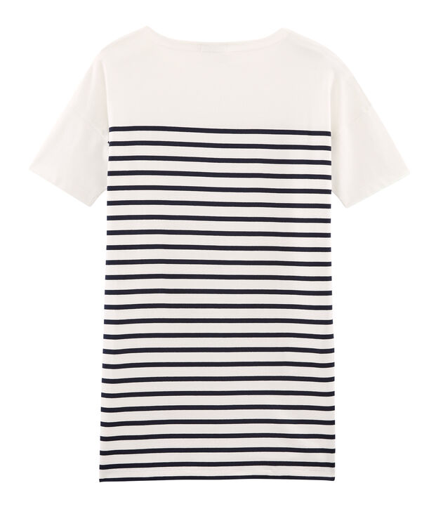 Vestido manga corta para mujer blanco/azul