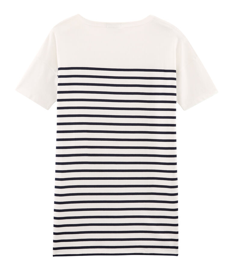 Vestido manga corta para mujer blanco MARSHMALLOW/azul SMOKING